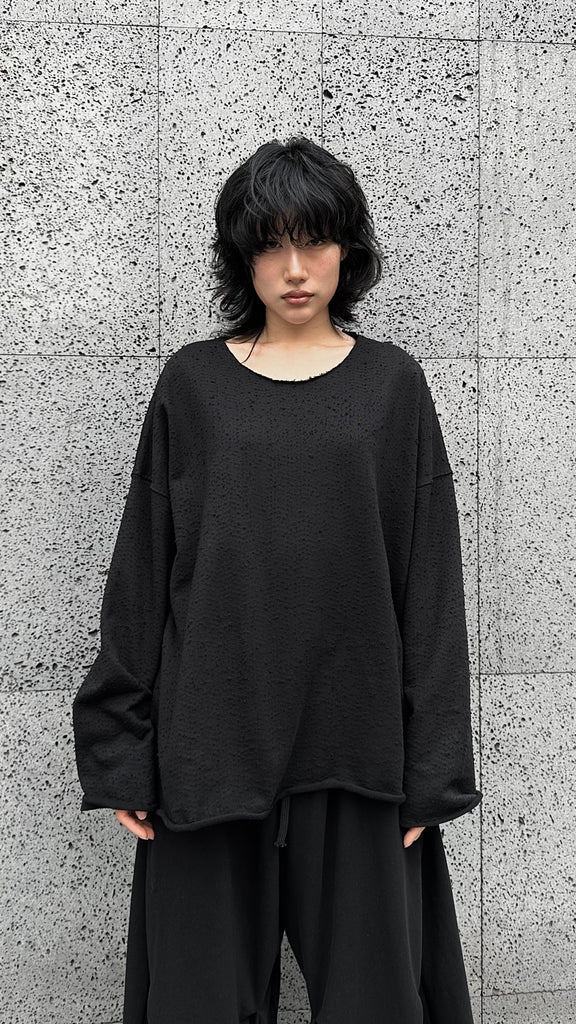 FW25 AMU Unisex. Textured Round-neck Tee (Reversible) #MELANGE