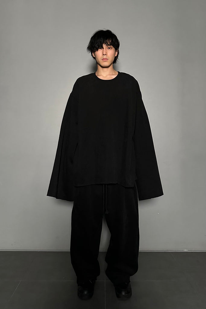 FW24 UNISEX AMU OVERSIZED NAPPED SWEATPANTS #BLACK