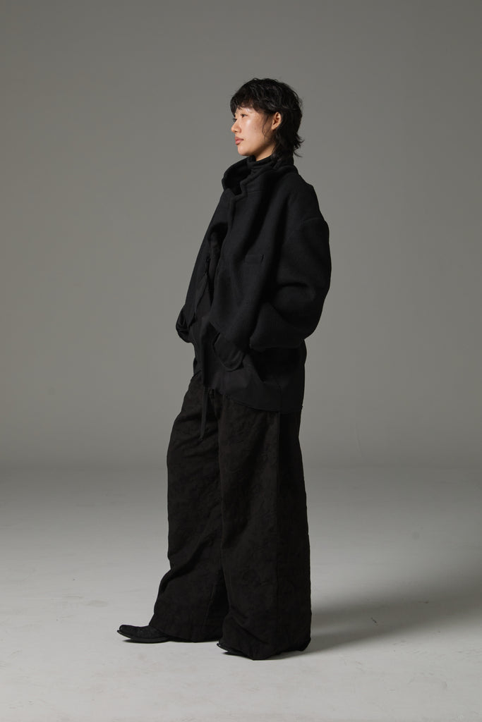 FW25 AMU UNISEX. Washed Oversized Wool Blazer #BLACK