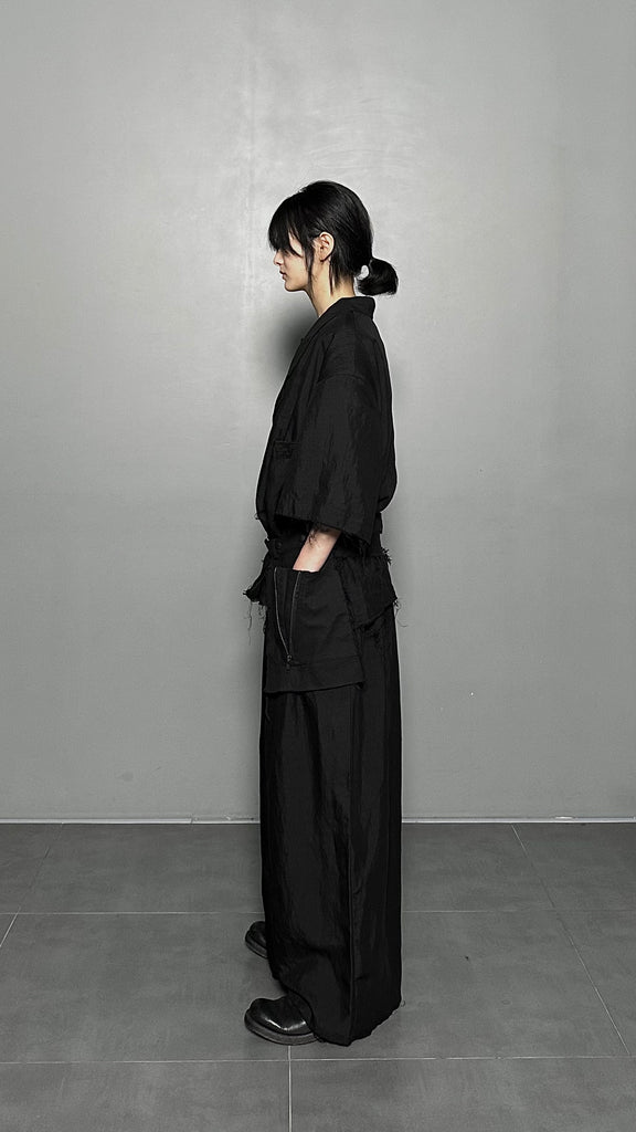 SS25 AMU Unisex Linen Pants #BLACK