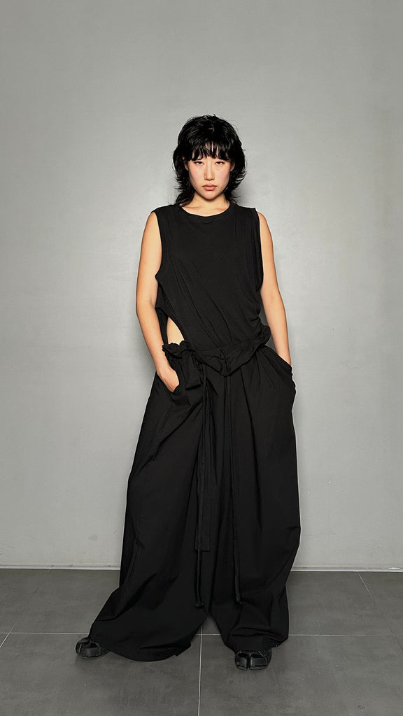 SS25 AMU Unisex. Light & Airy Oversized Trousers #BLACK
