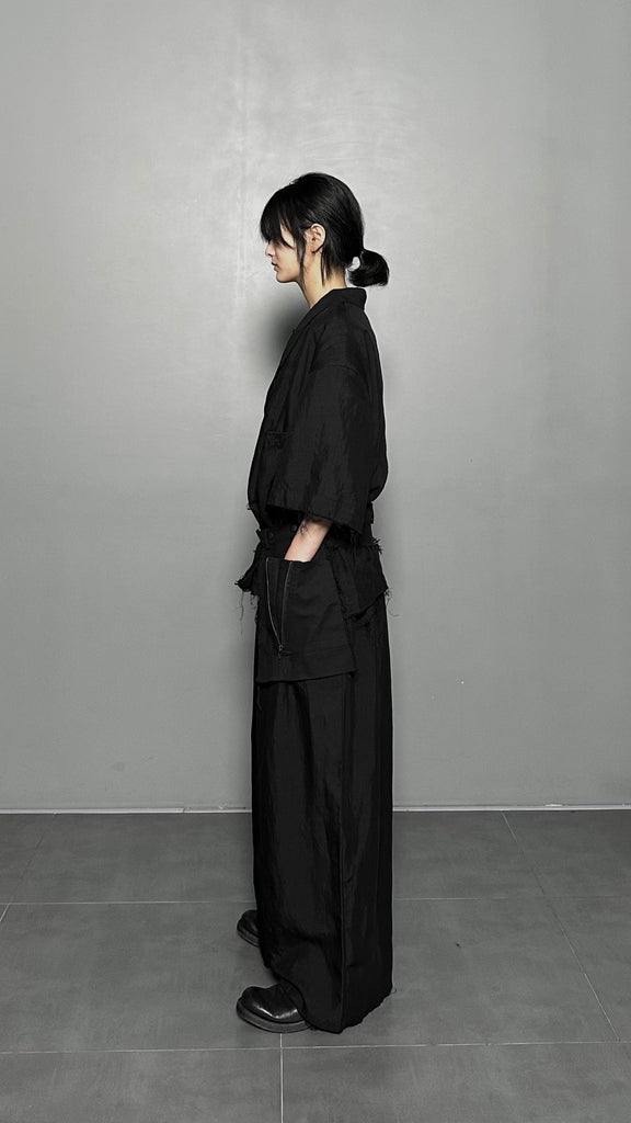 SS25 AMU Unisex Overisized Linen Blazer #BLACK