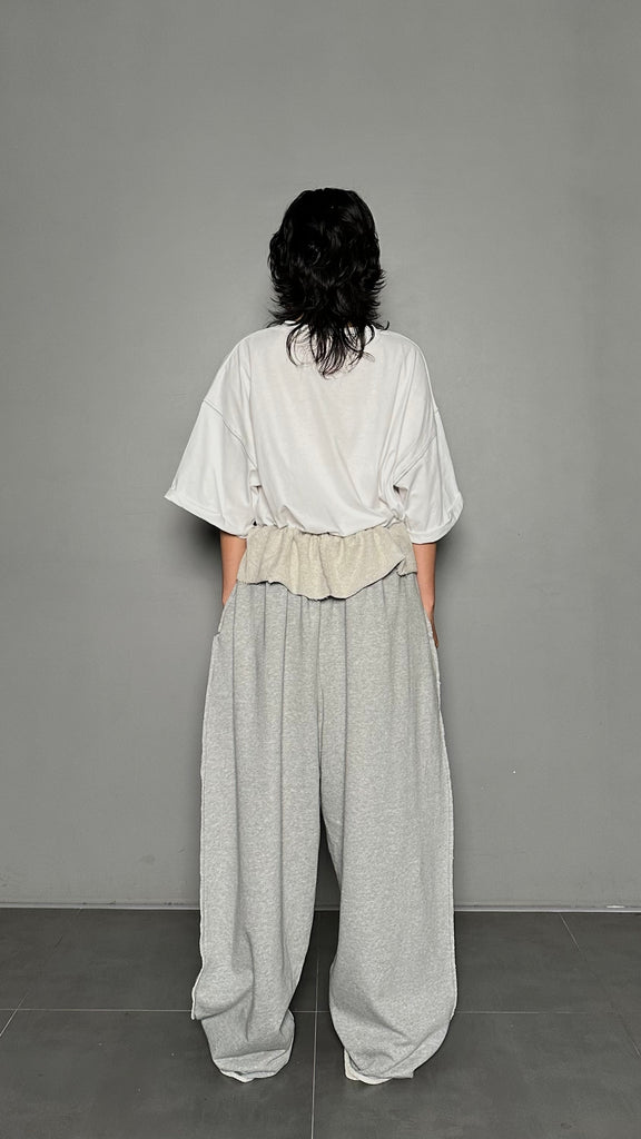 SS25 AMU Unisex. Mega Oversized Cut-Out Sweatpants #GRAY