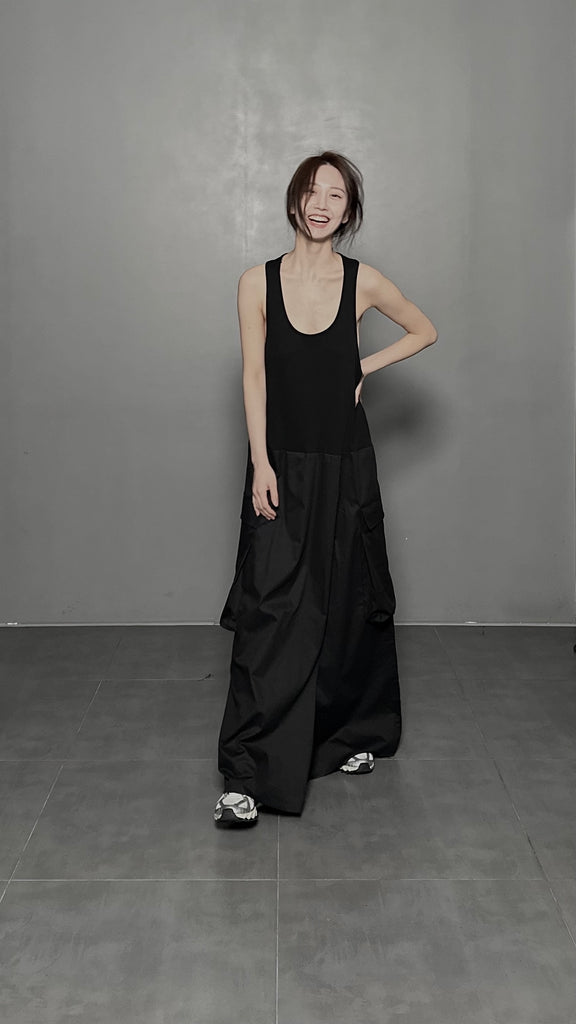 SS25 AMU Oversized Pocket Dress #BLACK