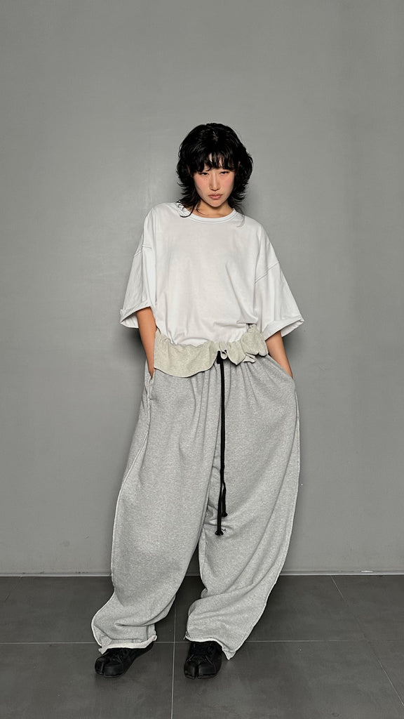 SS25 AMU Unisex. Mega Oversized Cut-Out Sweatpants #GRAY