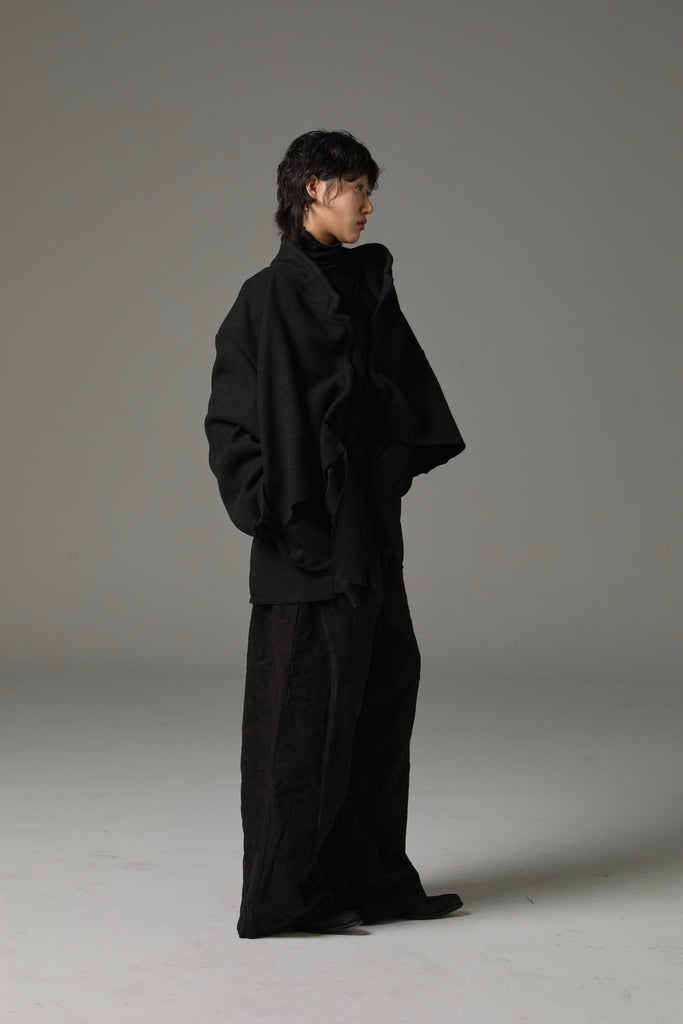 FW25 AMU UNISEX. Washed Oversized Wool Blazer #BLACK