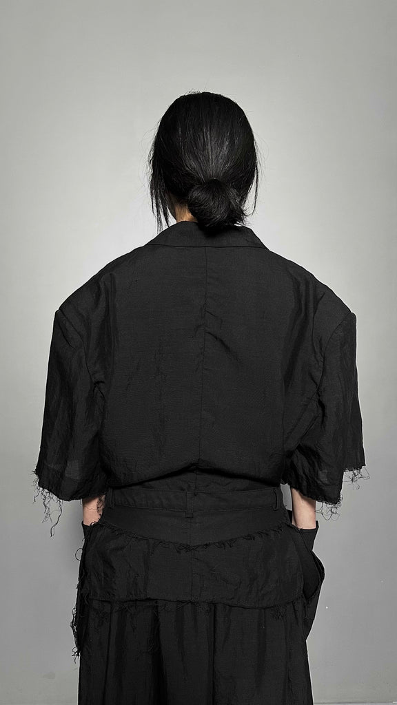 SS25 AMU Unisex Overisized Linen Blazer #BLACK