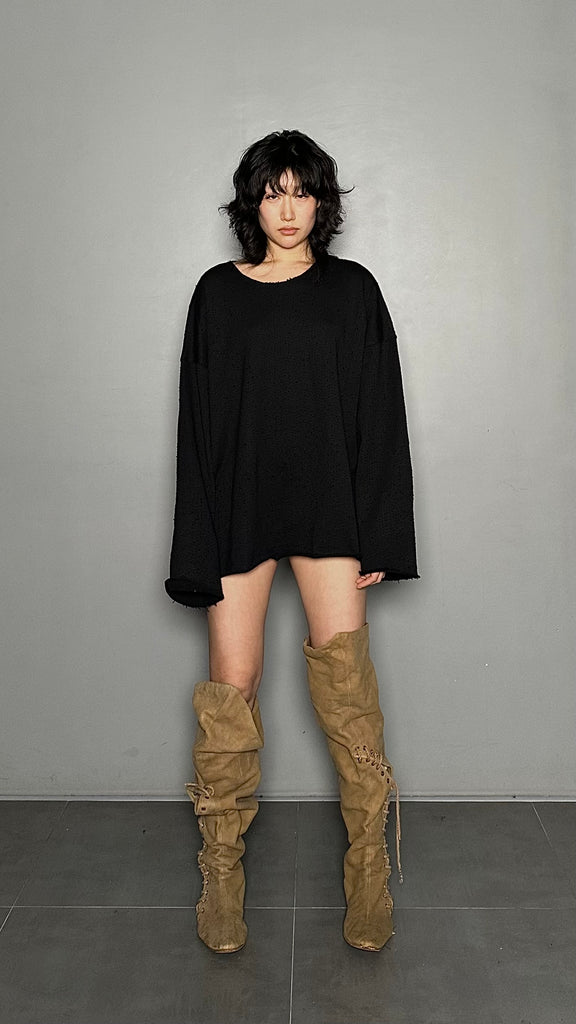FW25 AMU Unisex. Textured Round-neck Tee (Reversible) #MELANGE