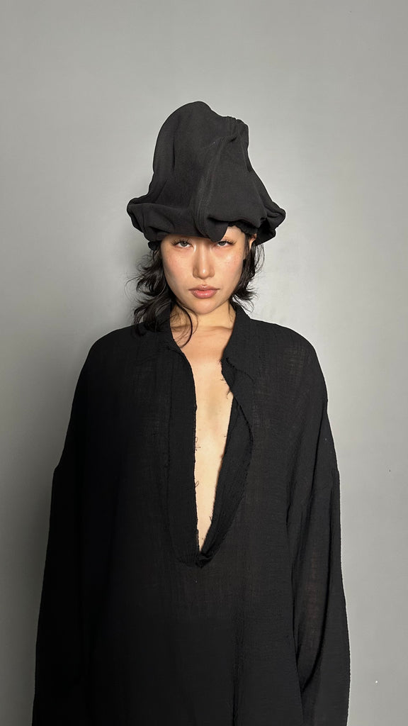SS25 AMU Unisex. Wire Oversized Stopper Hat #BLACK