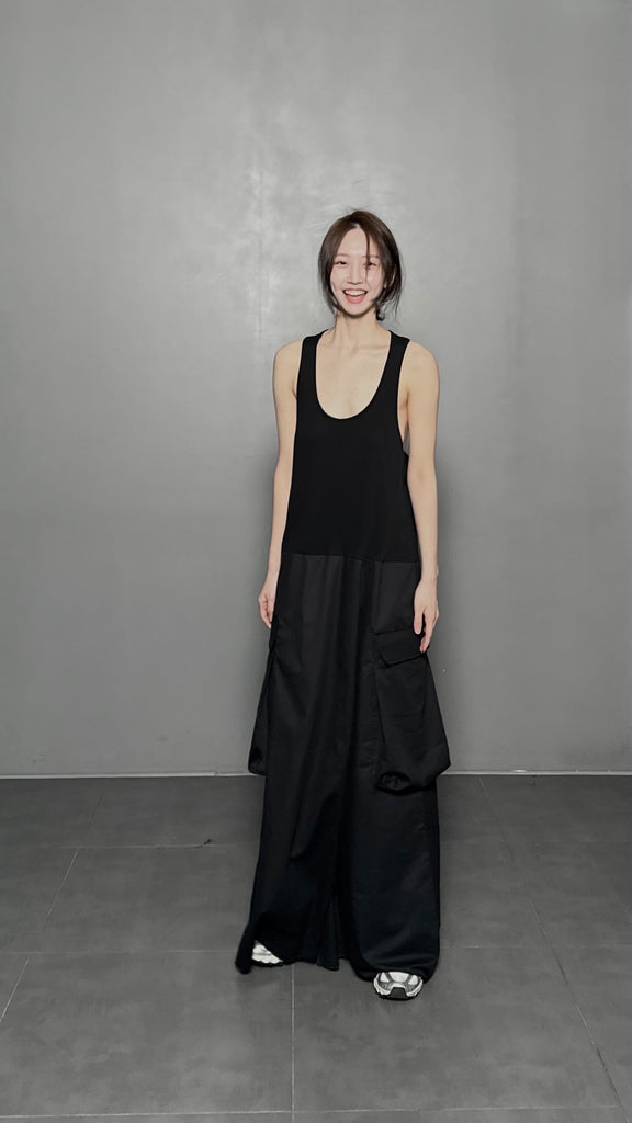 SS25 AMU Oversized Pocket Dress #BLACK