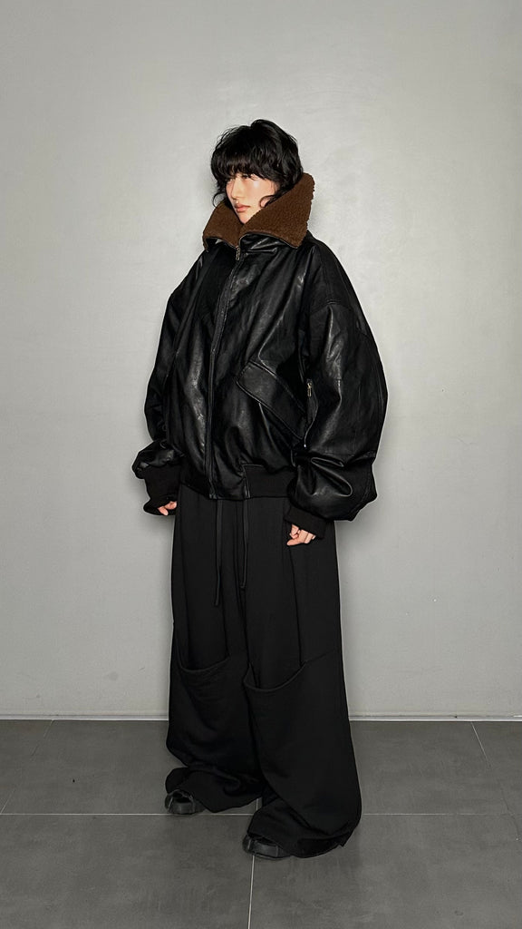 FW25 AMU Unisex. Oversized Pocket Sweatpants #BLACK