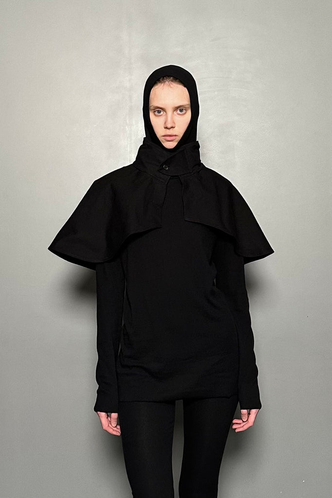 SS25 UNISEX AMU HOODIE CAPE #BLACK