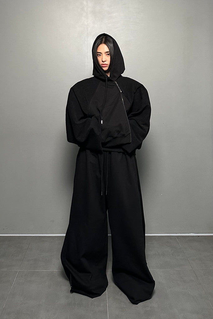 FW24 UNISEX AMU OVERSIZED ZIP HOODIE JACKET #BLACK