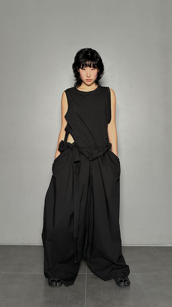 SS25 AMU Unisex. Light & Airy Oversized Trousers #BLACK