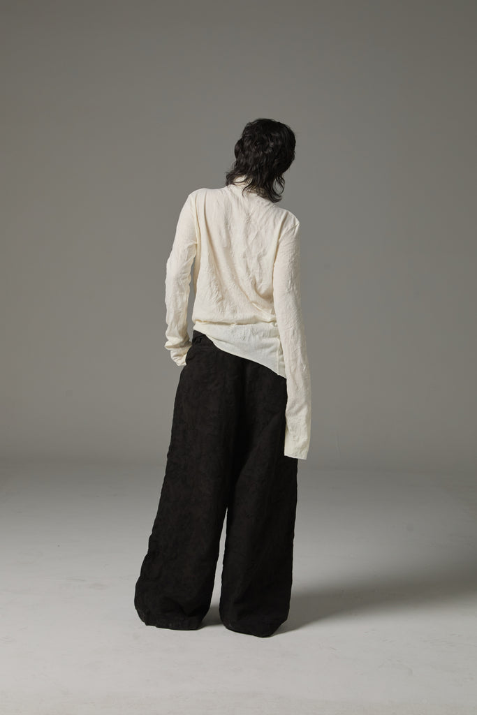 FW25 AMU UNISEX. Wrinkled Long Turtleneck Top #BLACK