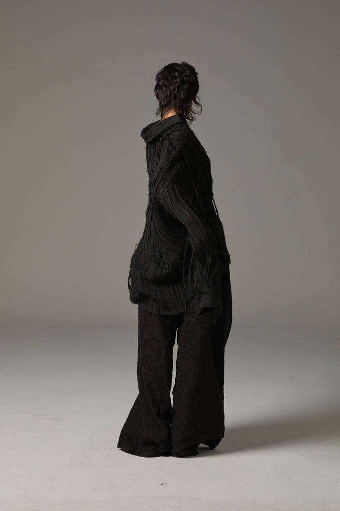 FW25 AMU UNISEX. Hand-Cut Washed Oversized Shirt #WHITE