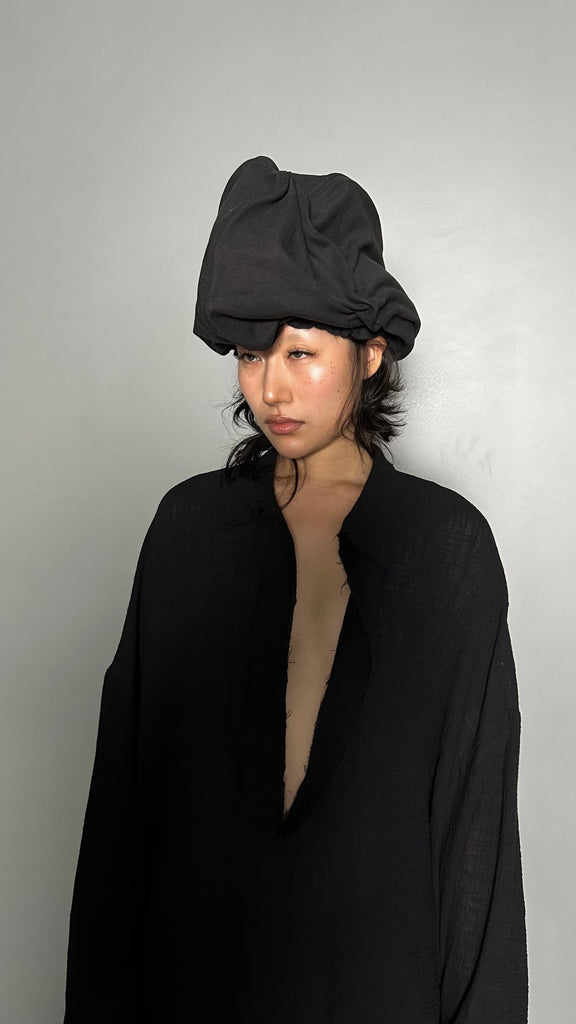 SS25 AMU Unisex. Wire Oversized Stopper Hat #BLACK