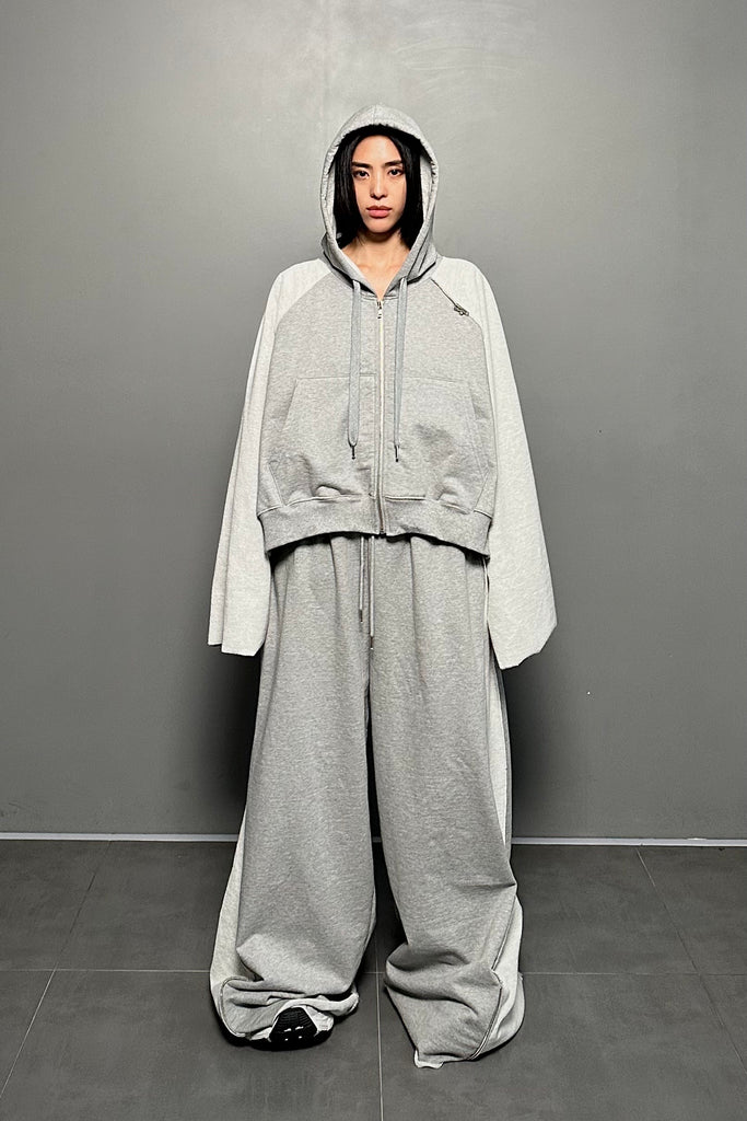 FW24 UNISEX AMU OVERSIZED ZIP SWEATPANTS #GRAY