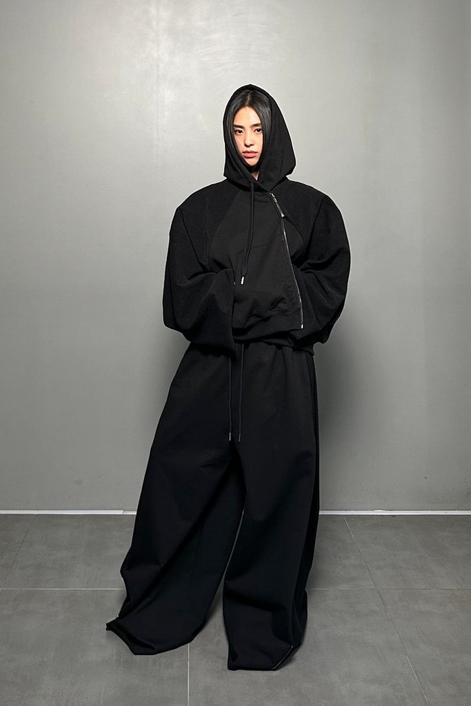 FW24 UNISEX AMU OVERSIZED ZIP HOODIE JACKET #BLACK