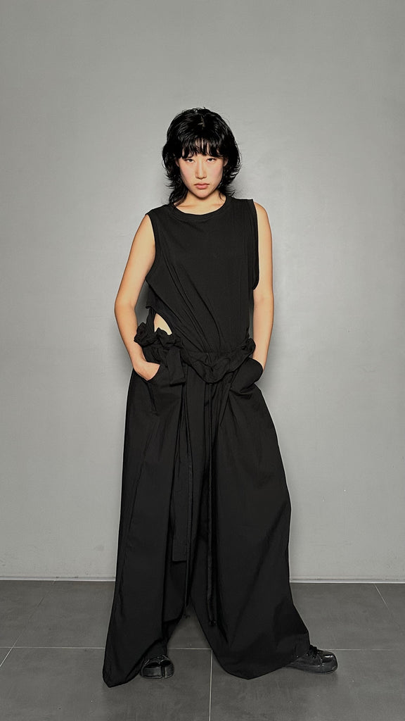 SS25 AMU Unisex. Light & Airy Oversized Trousers #BLACK