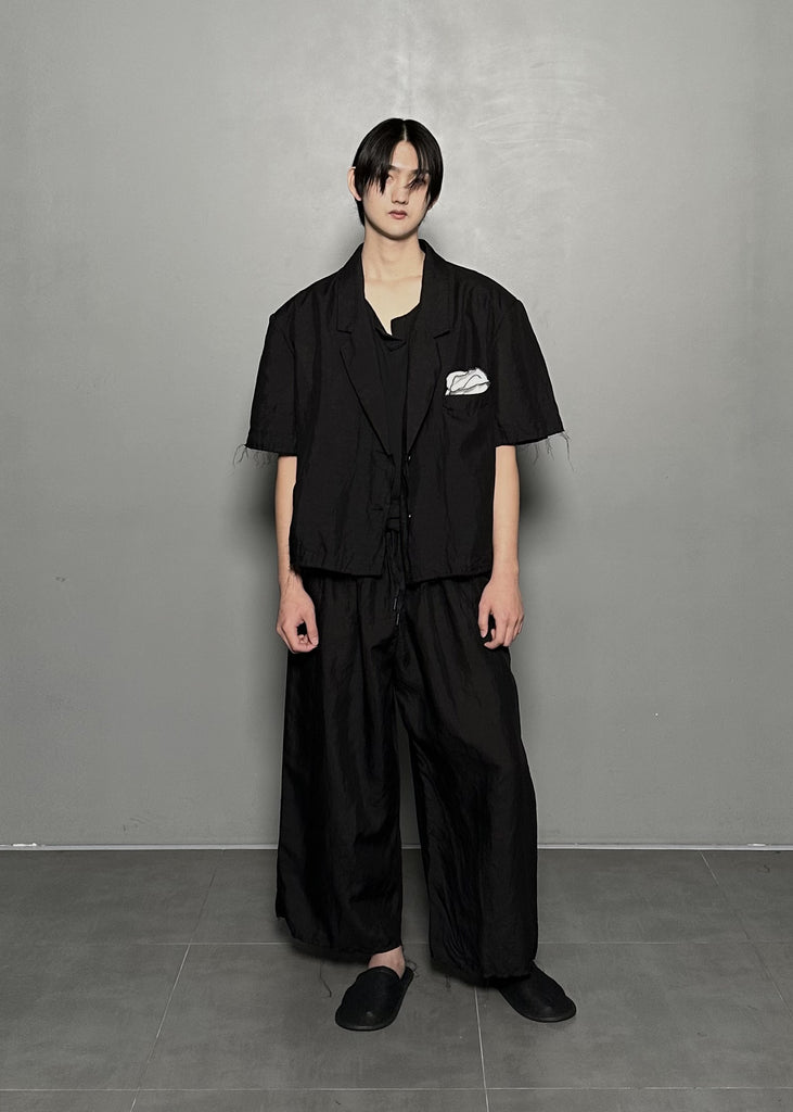 SS25 AMU Unisex Overisized Linen Blazer #BLACK