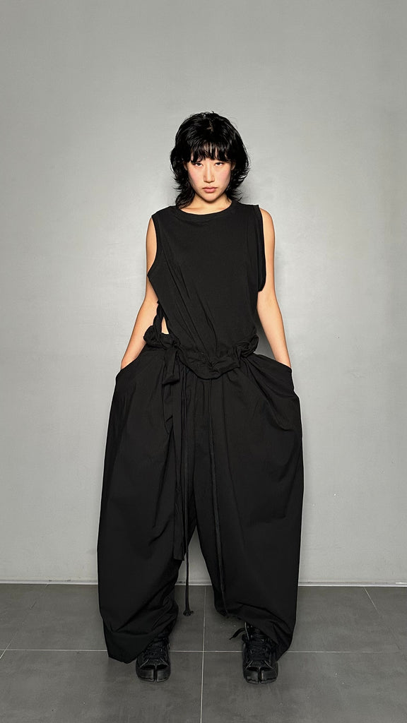 SS25 AMU Unisex. Light & Airy Oversized Trousers #BLACK
