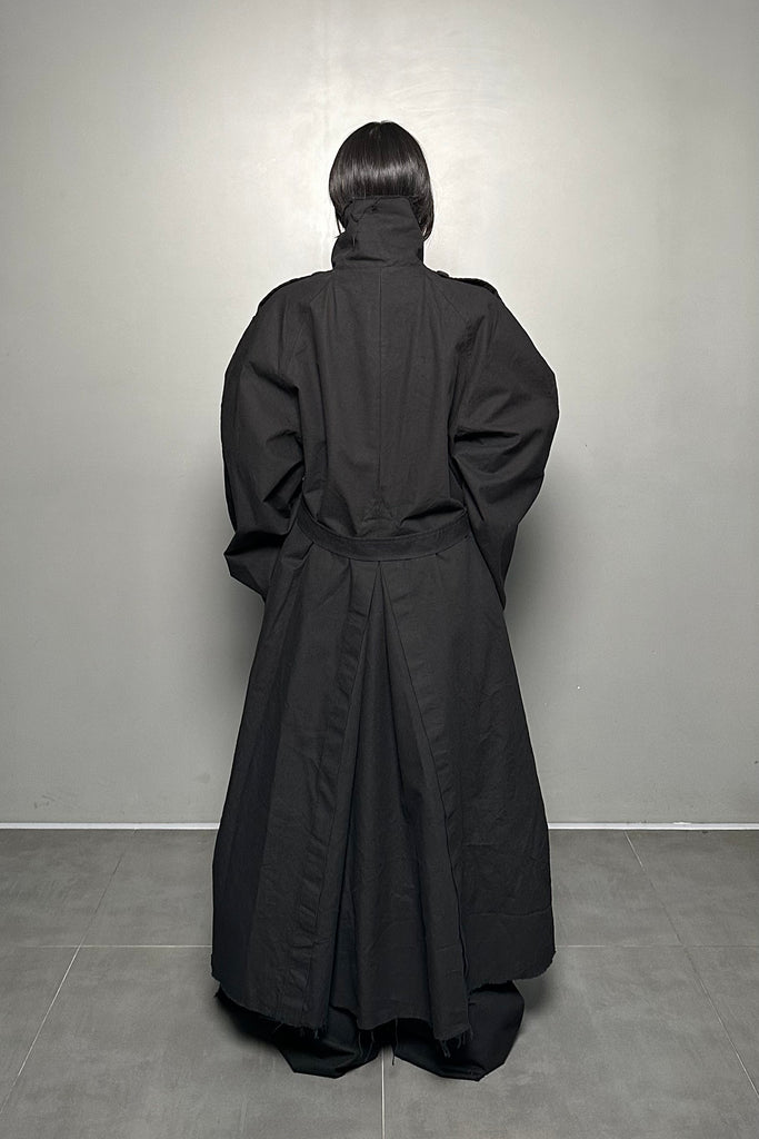 FW24 UNISEX AMU OVERSIZED LONG TRENCH COAT #BLACK