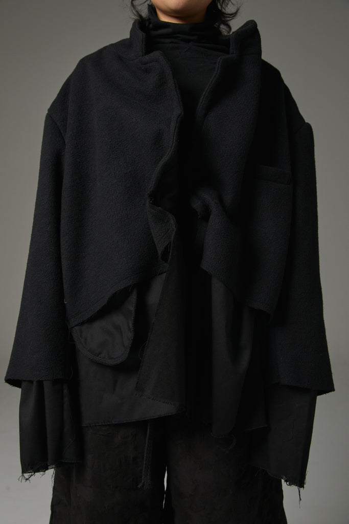 FW25 AMU UNISEX. Washed Oversized Wool Blazer #BLACK
