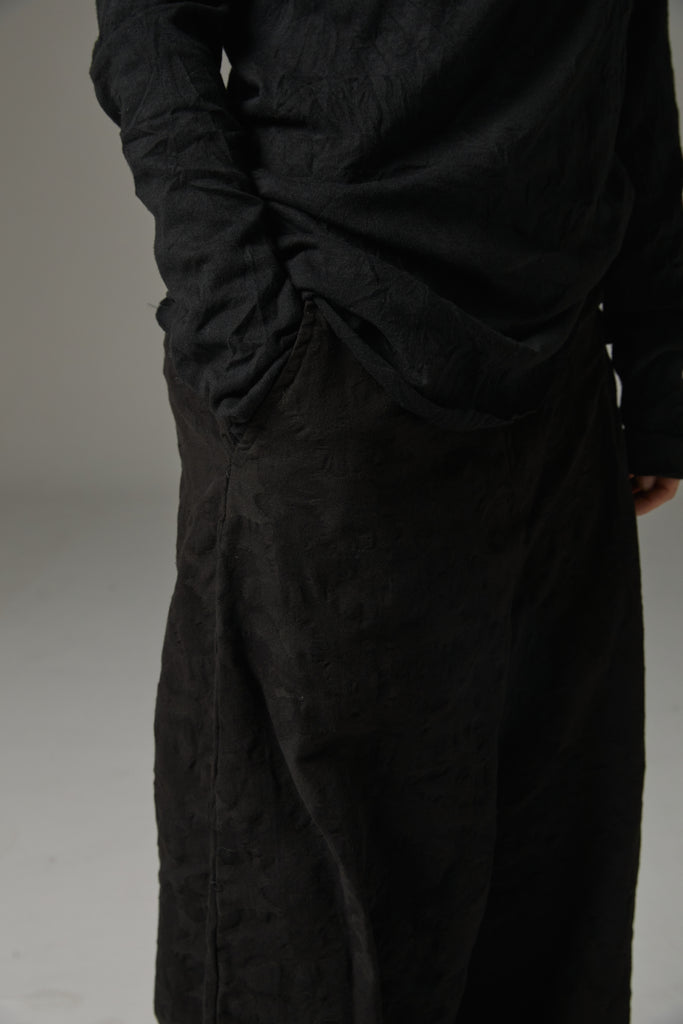 FW25 AMU UNISEX. Wrinkled Long Turtleneck Top #BLACK