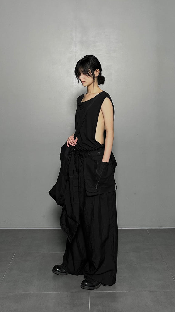 SS25 AMU Unisex Linen Pants #BLACK