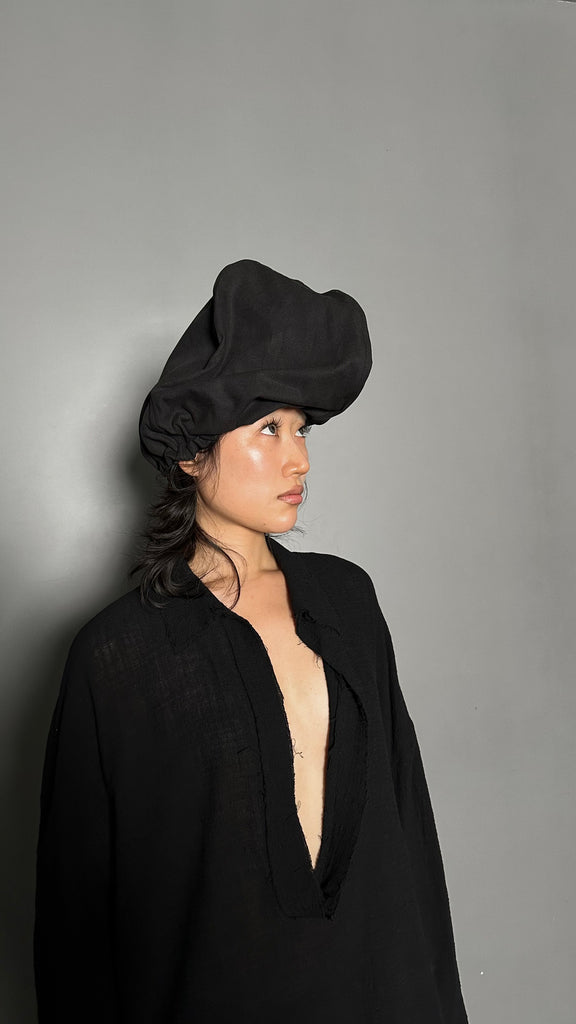 SS25 AMU Unisex. Wire Oversized Stopper Hat #BLACK