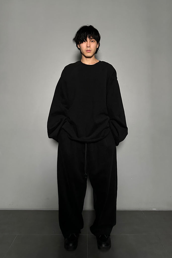 FW24 UNISEX AMU OVERSIZED NAPPED SWEATPANTS #BLACK