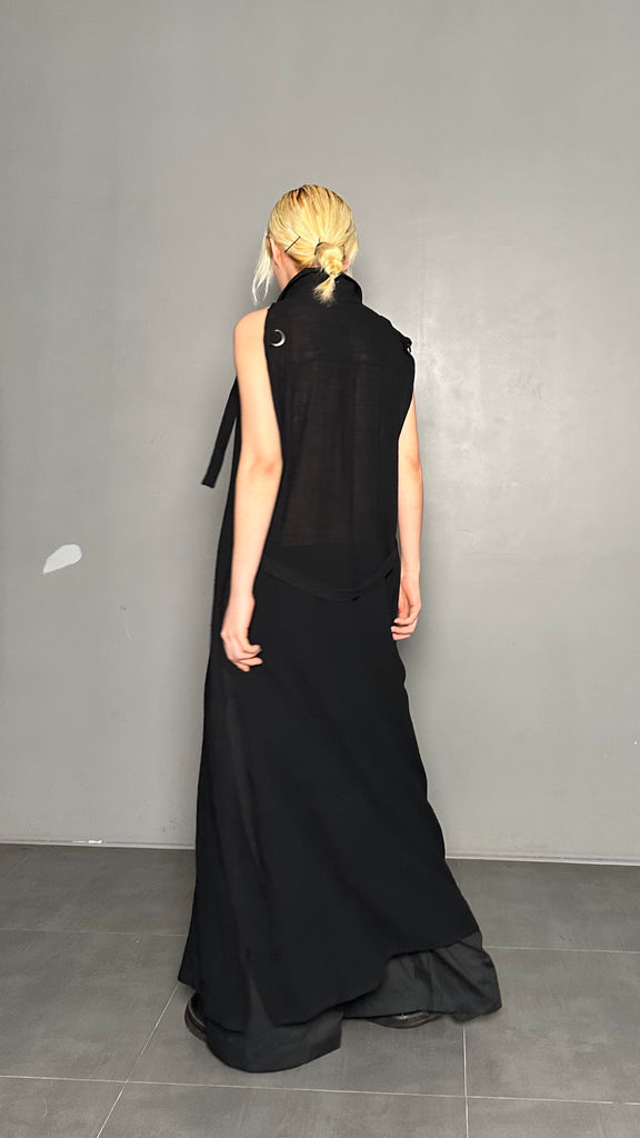 SS25 AMU Unisex Buckle Long Shirt #BLACK