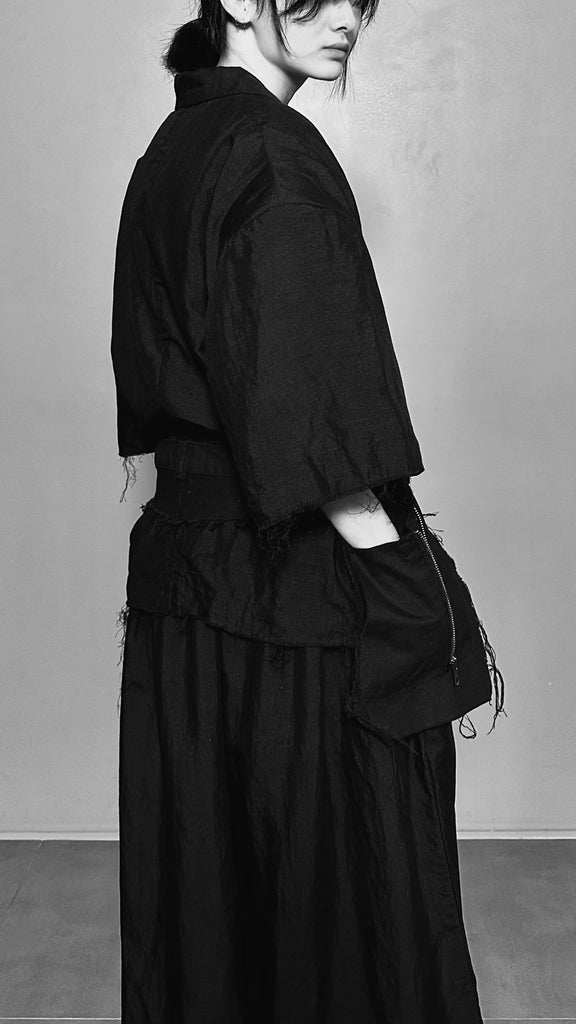 SS25 AMU Unisex Overisized Linen Blazer #BLACK