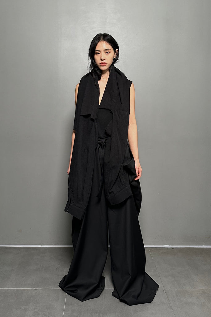 SS24 UNISEX AMU EMPHASIZED OVERSIZED TROUSERS #BLACK