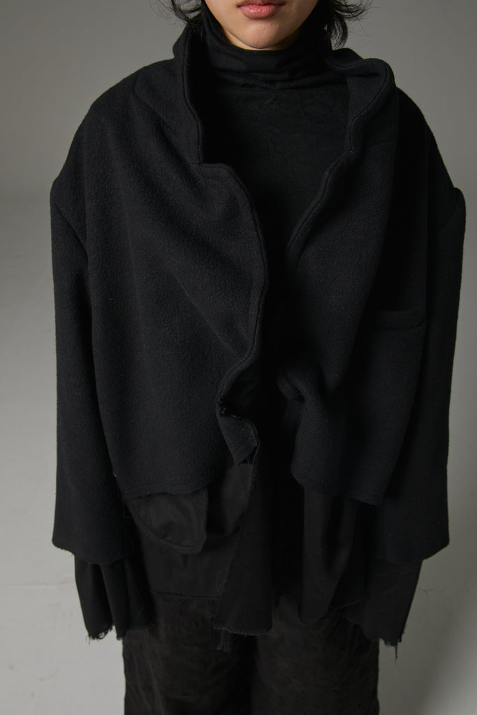 FW25 AMU UNISEX. Washed Oversized Wool Blazer #BLACK