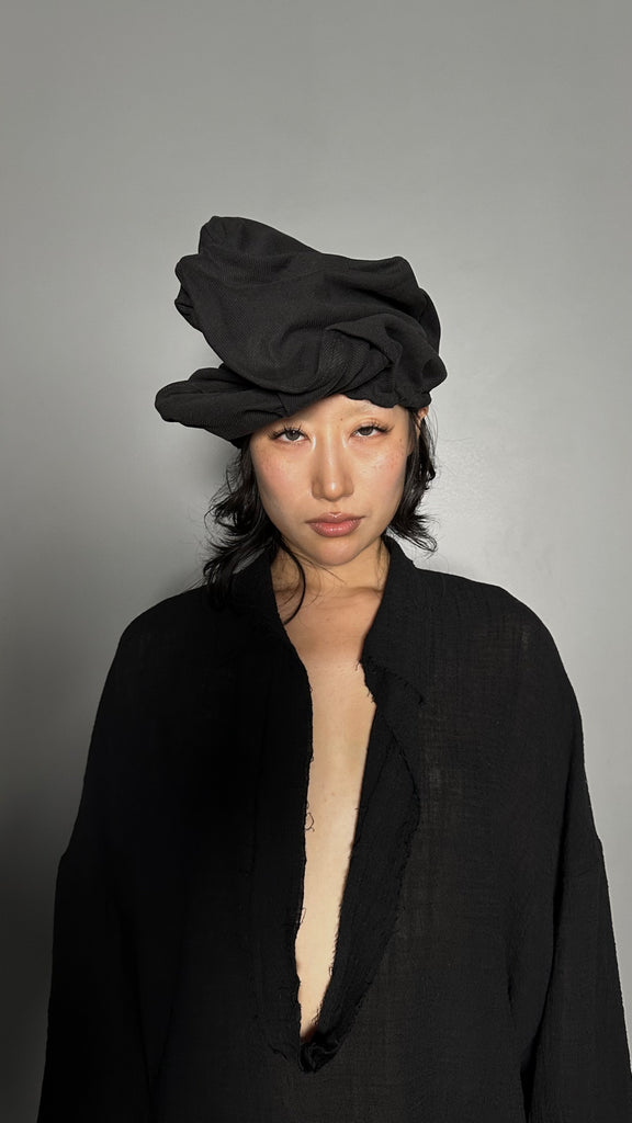 SS25 AMU Unisex. Wire Oversized Stopper Hat #BLACK