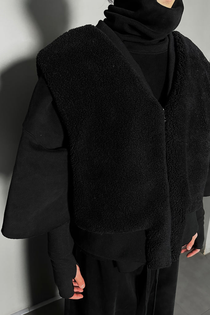 FW24 UNISEX AMU OVERSIZED NAPPED TURTLENECK  #BLACK