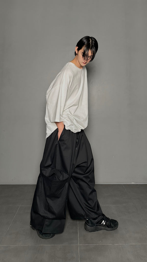 SS25 AMU Unisex Big Pocket Wide Pants #BLACK
