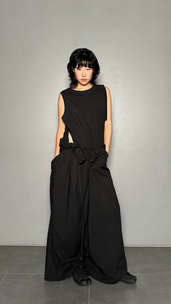 SS25 AMU Unisex. Light & Airy Oversized Trousers #BLACK