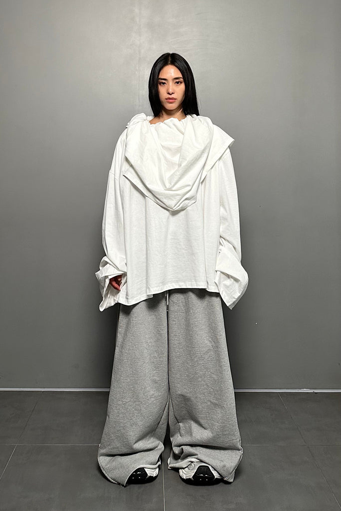 FW24 UNISEX AMU OVERSIZED DOUBLE-LAYERED T-SHIRT #WHITE