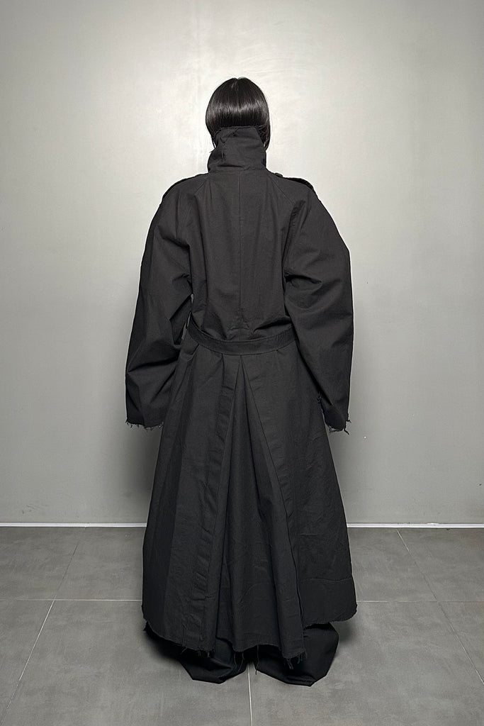 FW24 UNISEX AMU OVERSIZED LONG TRENCH COAT #BLACK