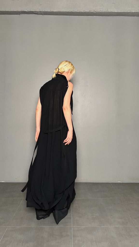SS25 AMU Unisex Buckle Long Shirt #BLACK