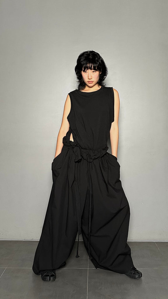 SS25 AMU Unisex. Light & Airy Oversized Trousers #BLACK