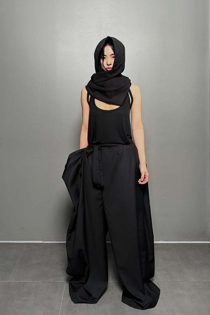 SS24 UNISEX AMU EMPHASIZED OVERSIZED TROUSERS #BLACK