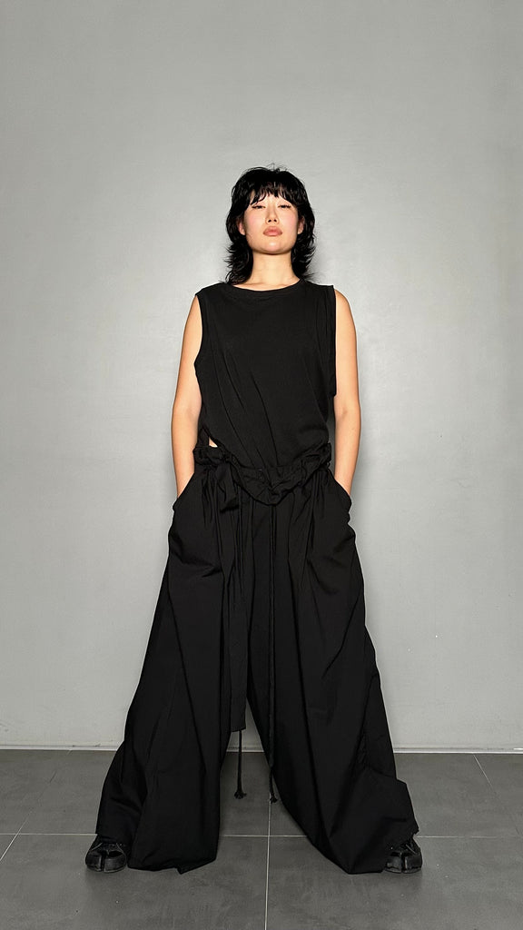 SS25 AMU Unisex. Light & Airy Oversized Trousers #BLACK