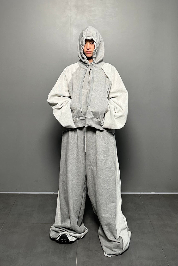 FW24 UNISEX AMU OVERSIZED ZIP SWEATPANTS #GRAY