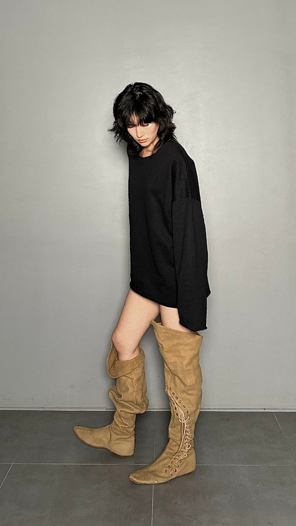 FW25 AMU Unisex. Textured Round-neck Tee (Reversible) #MELANGE