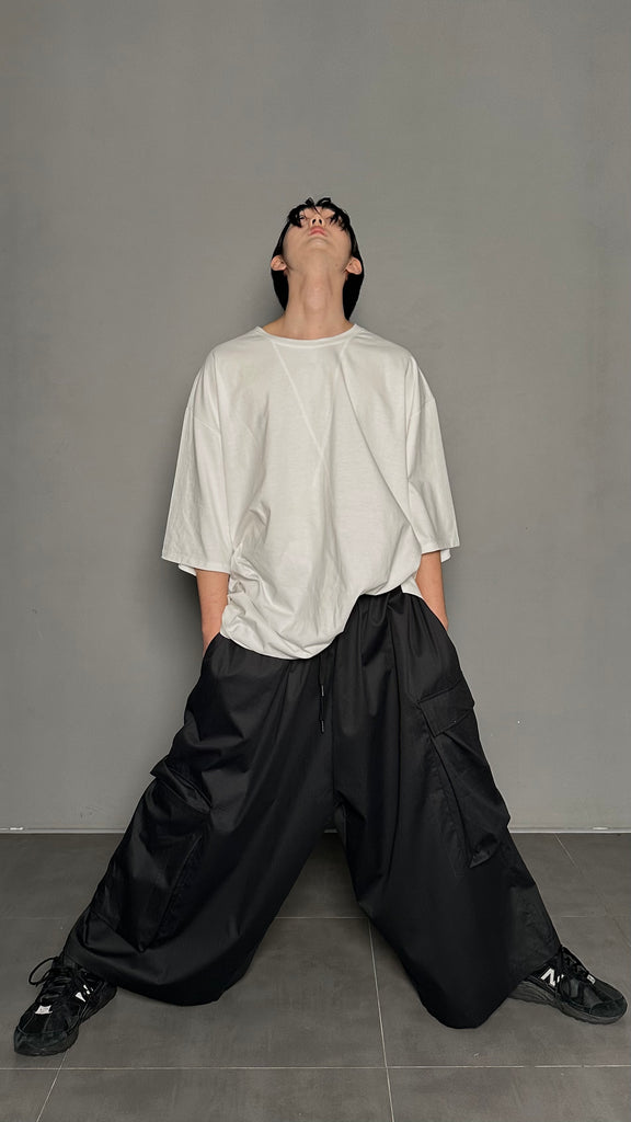 SS25 AMU Unisex Big Pocket Wide Pants #BLACK