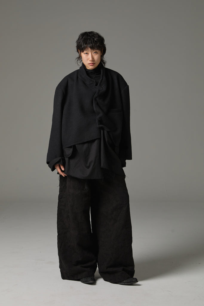 FW25 AMU UNISEX. Washed Oversized Wool Blazer #BLACK